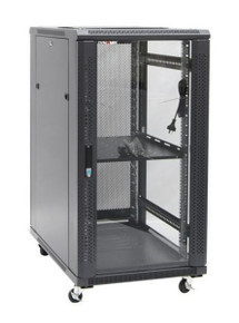DYNAMIX 22RU Server Cabinet 1000mm Deep (600 x 1000 x 1190mm). Incl. 1 x Fixed Shelf - 4x Fans - 25x Cage Nuts - 4x Castors & 4x Level Feet. static load. Glass front door - mesh rear door.