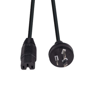DYNAMIX 1M 3-Pin to Notched C15 Rubber Flex SAA Approved Power Cable.1.0mm copper core. Colour Black.