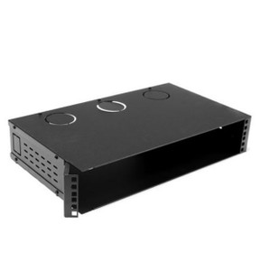 DYNAMIX 2U 300mm Deep 19'' Fully Enclosed Hinged Wall Mount Bracket. Includes Lid & Base Panels. Incorporates Side Venting & Rear Entry Plus Knock Outs on Top - Bottom & Sides. Black Colour