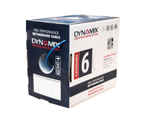 DYNAMIX 305m Cat6 Blue UTP SOLID Cable Roll - 250MHz - 23AWGx4P - PVC CM UL Rated Jacket. Supplied in a REELEX Box.  