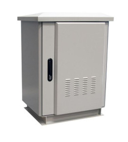 DYNAMIX 18RU Outdoor Freestanding Cabinet. (800 x 600 x 975mm external). IP45 rated. Angled pivoting rain hood. Double 25mm heating protection. Includes 10x
