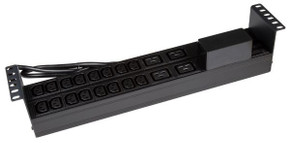 DYNAMIX 20 Outlet Horizontal Power Rail  (16x 10A IEC C13 & 4x 16A IEC C19). with 6KA C-Curve Circuit Breaker. Integrated 2m power cord (16A IEC C20) 2RU. Colour Black.