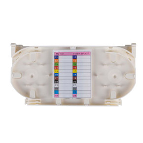 DYNAMIX Splice Tray 24FO. Holds up to 12 or 24 Heat-shrink Splice Protectors. 250m - 600m or up to 900m Buffered Fibres. Accommodates 40-45mm Heat Shrinks. White Colour.