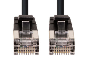 DYNAMIX 3m Cat6A S/FTP Black Ultra-Slim Shielded 10G Patch Lead (34AWG) with RJ45 Gold Plated Connectors. Supports PoE IEEE 802.3af (15.4W).