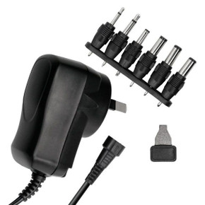 DYNAMIX Universal AC/DC power Adapter with 6x Detachable Interchangeable Connector Plugs. Supports 3.0/4.5/5.0/6.0V 1.0A;7.5V 0.9A 9.0V 0.8A;12.0V 0.6A; 3.0W (min.) 7.2W(max.) 1.8m Cable.