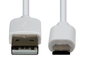 DYNAMIX 0.3m USB 2.0 Micro-B Male to USB-A Male Connectors. Colour White.
