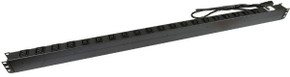 DYNAMIX 20 Outlet Vertical Power Rail  (16x 10A IEC C13 & 4x 16A IEC C19). with 6KA C-Curve Circuit Breaker. Integrated 2m power cord (16A IEC C20) 0RU. Colour Black.