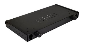 DYNAMIX 19'' 1U Fibre Tray 24C LC MM FULLY LOADED w 24x LC Elite OM4 Pigtails 12x LC Duplex Aqua Coupler Splice Cassette - Cable management Sliding Tray with front face Protection labelling Kit