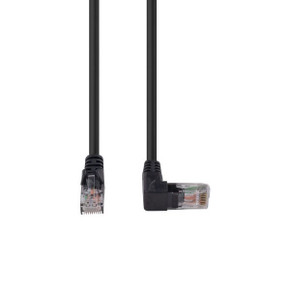 DYNAMIX 1m Cat6 Black UTP Right Angled Patch Lead 250MHz (T568A Specification) 24AWG Strain Relief Snagless PVC Moulding with Unshielded Gold Plate Connector.