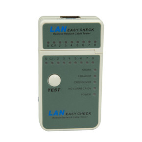 DYNAMIX Mini LAN Data Cable Tester with LED & Beep Sound Indicators. Test RJ45/UTP & STP. Test Open - Short - Straight - & Crossover. 12V Battery Included with Battery Status Indicator. Dims: 90x50x24mm.