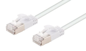 DYNAMIX 2m Cat6A S/FTP White Ultra-Slim Shielded 10G Patch Lead (34AWG) with RJ45 Gold Plated Connectors. Supports PoE IEEE 802.3af (15.4W).