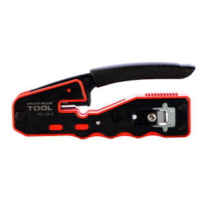 DYNAMIX Compact Push Through Crimper with Built-in Stripping & Cutting Blade. Built-in Conductor Straightener. Push-button Lock for Easy Blade Storage. Compatible with Cat5e/6/6a Plugs. *Blades PTC-BLADE