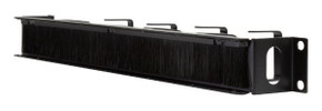 DYNAMIX 1RU 19 40mm Recessed Brush Cable Management Bar. Dimensions 44x88x485mm - supplied with Cage Nuts.