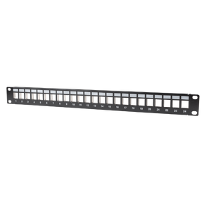 DYNAMIX Horizontal 19'' 1RU Unloaded 24 Port UTP Patch Panel. RoHS Numbered 1-24.