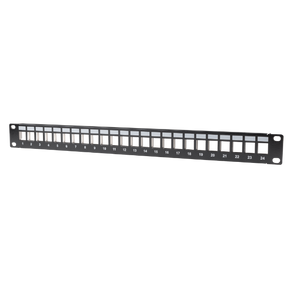 DYNAMIX Horizontal 19'' 1RU Unloaded 24 Port UTP Patch Panel. RoHS Numbered 1-24.