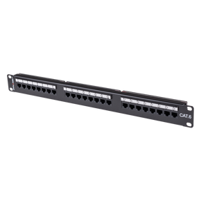 DYNAMIX 24 Port 19'' Cat6 UTP Patch Panel with plastic labelling kit. T568A & T568B Wiring. 1RU. 110x Terminations.