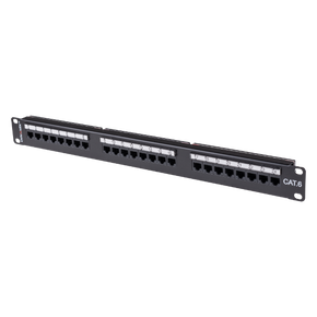 DYNAMIX 24 Port 19'' Cat6 UTP Patch Panel with plastic labelling kit. T568A & T568B Wiring. 1RU. 110x Terminations.