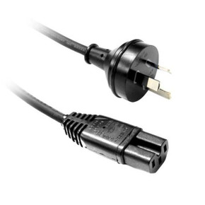 DYNAMIX 2M 3-Pin to Notched C15 Rubber Flex SAA Approved Power Cable.1.0mm copper core. Colour Black.