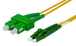 DYNAMIX 2M 9u LC APC/SC APC Duplex Single Mode G657A1 Bend Insensitive Fibre Lead. Yellow LSZH Jacket