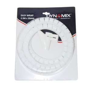 DYNAMIX 2.5mx20mm Easy Wrap - Cable Management Solution - Blister Retail Packaging - Colour White