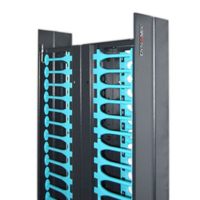 DYNAMIX Dual 300mm wide finger duct cable management Panels for RDF47U frame. Supplied with side panel.