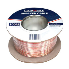 DYNAMIX 100m 16AWG/1.31mm Speaker Cable - OFC 25/025BCx2C - Clear PVC Insulation - OD: 4.0x 8.0mm. Meter Marked