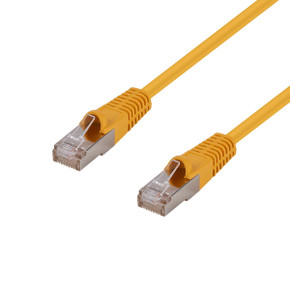 DYNAMIX 0.75m Cat6A S/FTP Yellow Slimline Shielded 10G Patch Lead. 26AWG (Cat6 Augmented) 500MHz with Gold Plate Connectors.