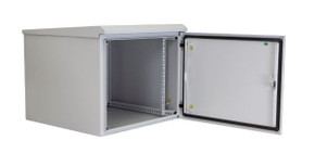 DYNAMIX 9RU Outdoor Wall Mount Cabinet 611x625x515mm (WxDxH). IP65 Rated with Lockable Front Door No Fans or Filters. Wall Mount Included. Made from Rolled Steel. Grey Colour.