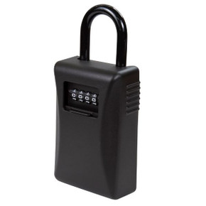 DYNAMIX Large Portable Key Storage Safe. Store and Share your Spare Keys in a Convenient Location. Set your own 4-digit Combination. Solid Metal Construction. Cover Protects Combination Dials from Weather.