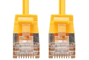 DYNAMIX 2m Cat6A S/FTP Yellow Ultra-Slim Shielded 10G Patch Lead (34AWG) with RJ45 Gold Plated Connectors. Supports PoE IEEE 802.3af (15.4W).