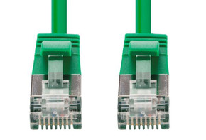 DYNAMIX 2.5m Cat6A S/FTP Green Ultra-Slim Shielded 10G Patch Lead (34AWG) with RJ45 Gold Plated Connectors. Supports PoE IEEE 802.3af (15.4W).