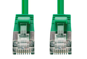 DYNAMIX 2m Cat6A S/FTP Green Ultra-Slim Shielded 10G Patch Lead (34AWG) with RJ45 Gold Plated Connectors. Supports PoE IEEE 802.3af (15.4W).