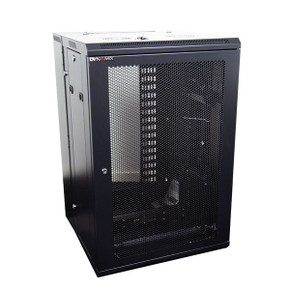 DYNAMIX 24RU 700mm Deep Universal Swing Mount Wall Cabinet. 200mm Removable Backmount. Supplied with 2 x Rear Vertical Cable Tray, 6 Way PDU and 10 Cage Nuts. Mesh Front Door. Black Colour