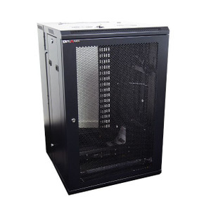 DYNAMIX 18RU 700mm Deep Universal Swing Mount Wall Cabinet. 200mm Removable Backmount. Supplied with Rear Vertical Cable Tray, 6 Way PDU and 10 Cage Nuts. Mesh Front Door. Black Colour