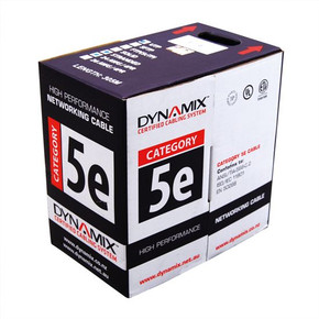 DYNAMIX 305m Cat5eBlack UTP STRANDED Cable Roll 100MHz, 24AWGx4P, PVC Jacket Supplied in Pull Box.