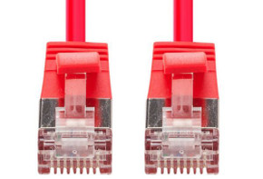 DYNAMIX 1m Cat6A S/FTP Red Ultra-Slim Shielded 10G Patch Lead (34AWG) with RJ45 Gold Plated Connectors. Supports PoE IEEE 802.3af (15.4W).