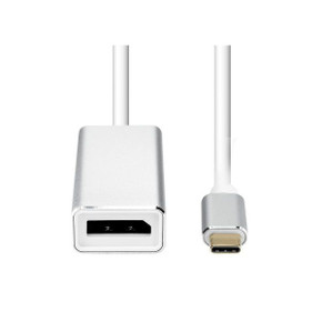 DYNAMIX USB-C to DisplayPort Adapter. Supports 4K@60Hz UHD (3840 x 2160) Sleek aluminium alloy connector, Supports multi-stream (MST), Plug & Play, 12cm Cable. Silver & White.