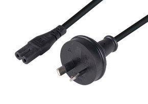 DYNAMIX 5M 2-Pin plug to C7 Figure 8 connector. 7.5A. SAA approved power cord. 0.75mm copper core. BLACK Colour.