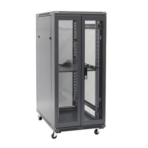 DYNAMIX 27RU Server Cabinet 900mm Deep (600 x 900 x 1410mm) Includes 1x Fixed Shelf, 4x Fans, 25x Cage Nuts, 4x Castors & 4x Level Feet. 800kg static load. Glass front door mesh rear door. 6-Way PDU installed