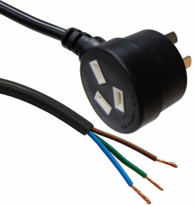 DYNAMIX 3M 3-Pin Tapon Plug to Bare End, 3 Core 1mm Cable, Black Colour, SAA Approved.