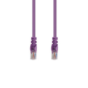 DYNAMIX 1m Cat6 UTP Cross Over Patch Lead - Purple with Label 24AWG Slimline Snagless Moulding with Unshielded Gold Plate Connector.