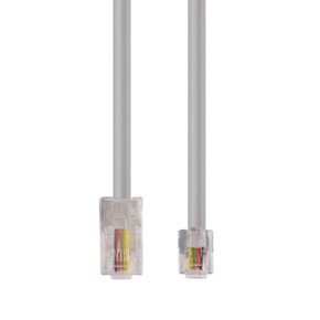 DYNAMIX 2m RJ12 to RJ45 Cable - 4C All pins connected crossed, Colour Grey