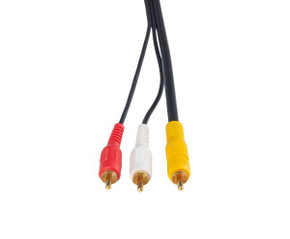 DYNAMIX 15m RCA Audio Video Cable, 3 to 3 RCA Plugs. Yellow RG59 Video, standard Red & White audio with gold plated connectors.