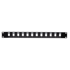 DYNAMIX 19'' 12 Port Unloaded Patch Panel Keystone Inserts, 1RU *REQUIRES SLIMLINE KEYSTONE JACKS*
