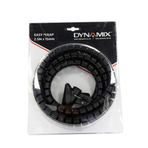 DYNAMIX 2.5mx15mm Easy Wrap - Cable Management Solution, Blister Retail Packaging, Colour Black