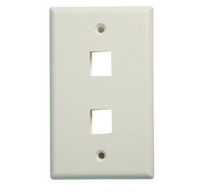 DYNAMIX Dual Port Face Plate for RJ45 110 Keystone Jacks. NOTE Jack pins at top of plate when installed vertically, on side when installed horizontally. DYNAMIX Dual Port Face Plate for RJ45 110 Keystone Jacks. NOTE Jack pins at top of plate when installed vertically, on side when installed horizontally.