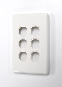 AMDEX Switch Plate ONLY. 6 Gang WPC Series Wall Face Full Cover Plate. (Accepts Clipsal Style Mechs)