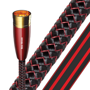 AUDIOQUEST Red River 3M XLR to XLR pair. Solid perfect surface Triple balanced. Hard-cell foam dielectric. Cold-welded -gold plated termination Jacket - red - black braid