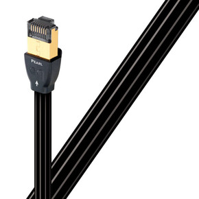 AUDIOQUEST Pearl .75M Ethernet cable. Long grain copper. Solid conductors  Gold-plated nickelconnectors Jacket - black PVC - grey stripes