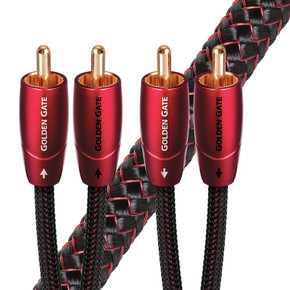 AUDIOQUEST Golden Gate .6M  2 to 2 RCA male. Solid perf surface copper Gold Plated/cold welded termination Foamed-Polyethylene dielectric Metal layer noise dissipation Jacket - red - black braid
